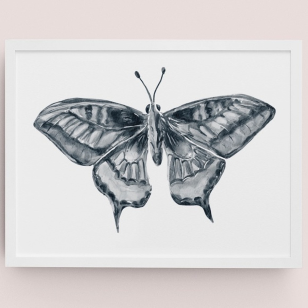 COPY - Watercolor Butterfly Black and White Wall Art Illustration Print Poster … - Picture 2 of 7